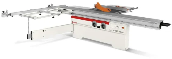 SCM Kreissäge, SI 300 NOVA mit schwenkbarem Sägeblatt und Rolltisch.